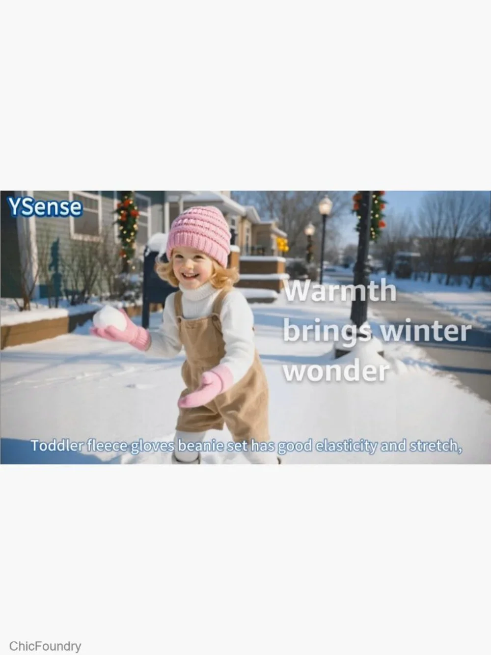 Kids Winter Hat Scarf Gloves Set Thick Knit Warm Fleece Lined Mittens